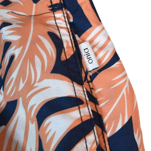 Onia Men's Swim Trunks Small Tropical Print Blue Peach White Elastic Waist Lined - Picture 3 of 7